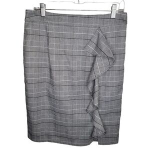 Grace Karin Plaid Ruffle Front Pencil Skirt size XL
